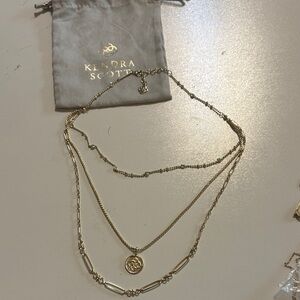 Kendra Scott Medallion Triple Strand  Necklace